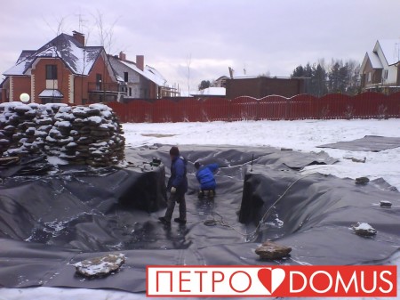 Монтаж водоёма из геомембраны HDPE