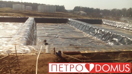 Пожарный водоём закрытого типа из геомембраны HDPE