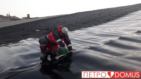 Сварка геомембраны HDPE водохранилище