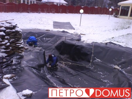 Монтаж водоёма из геомембраны HDPE